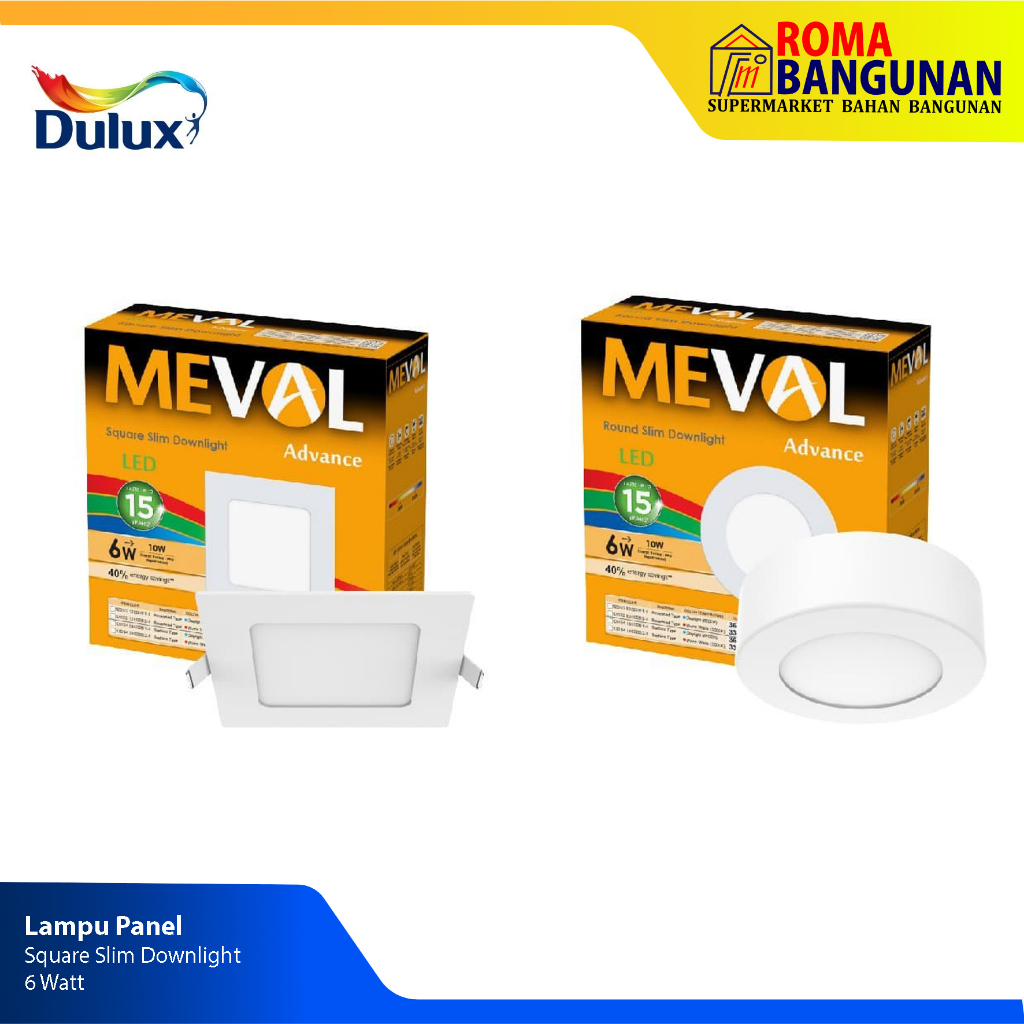 Meval Lampu Panel Downlight LED Square Slim Downlight 6W 6 Watt