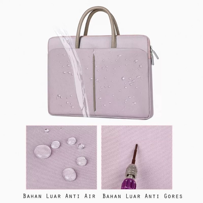 Tas Laptop Wanita Jinjing Remoid Pipe Handstrap Softcase Sleeve 13 14 15 16 inch