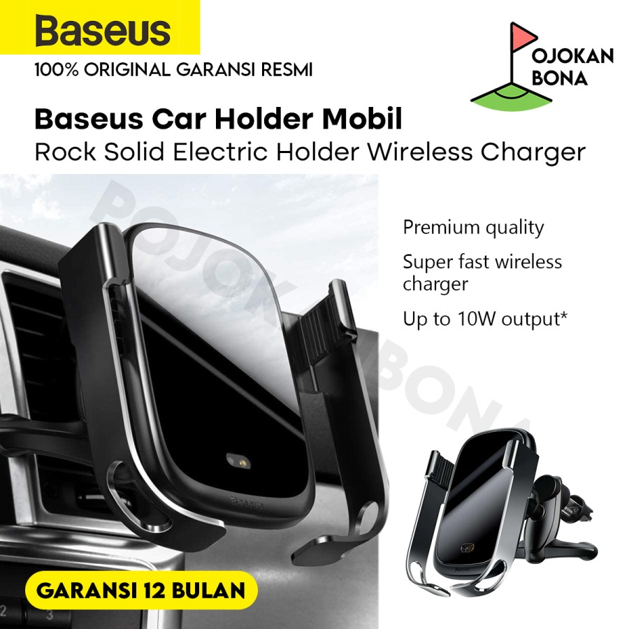 Baseus Car Holder Mobil Rock Solid Electric Holder Wireless Charger