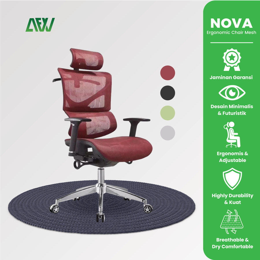 NOVA Ergonomic Chair Kursi Kantor Mesh Kursi Kerja