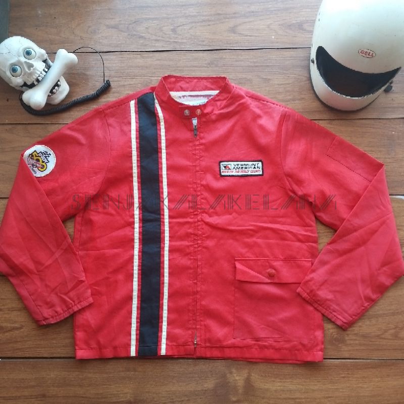 Vintage Upstream Vermont American 70s Indy500 swingster racing Jacket,x nascar jeff hamilton