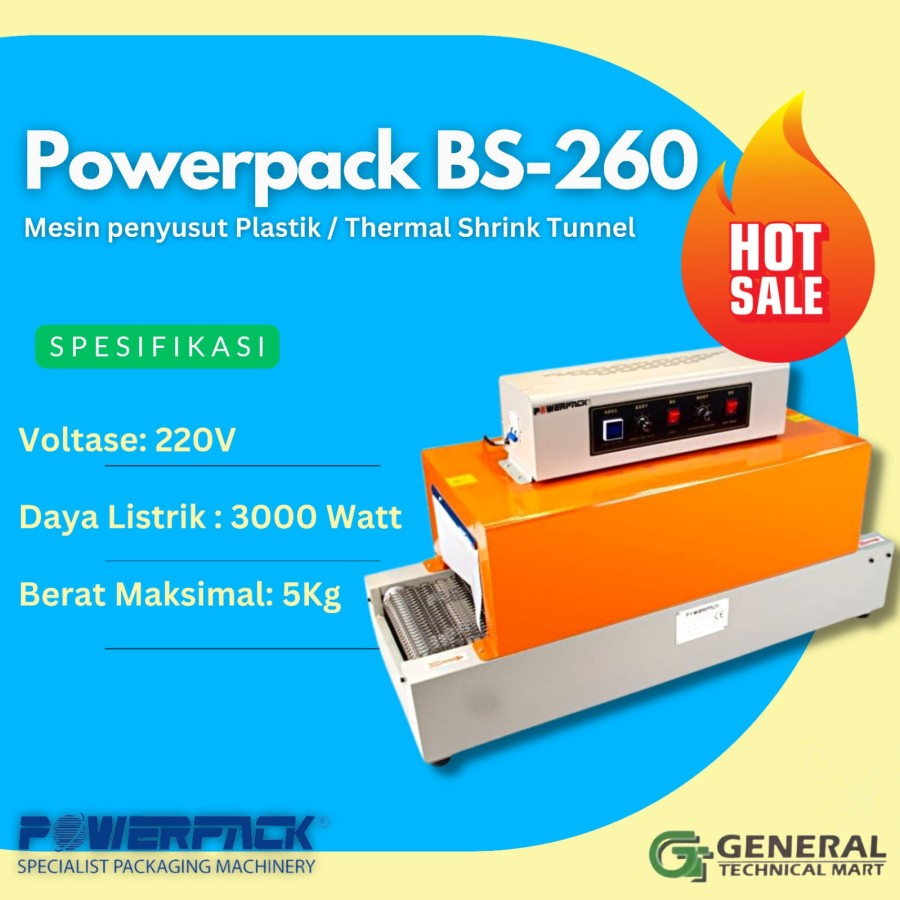 Mesin Shrink POWERPACK Shrink Tunnel Mesin Penyusut Plastik BS-260