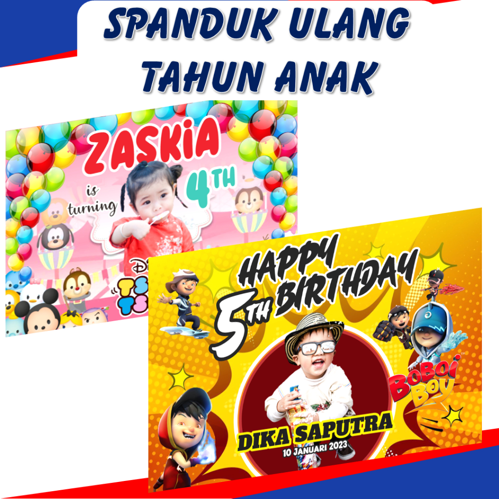 Cetak Banner | Backdrop | Spanduk Ultah /Ulang Tahun Anak Cowok Cewek