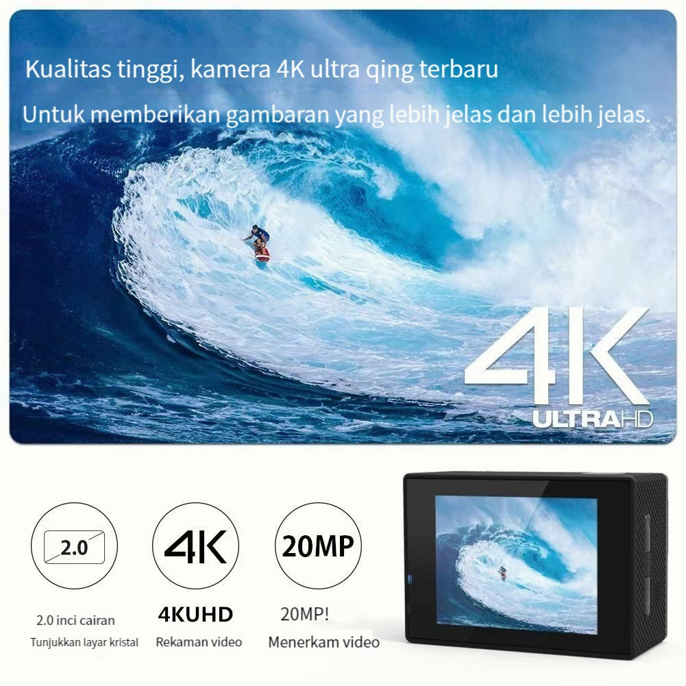 (COD,dalam Stok)kamera olahraga 4K Action Camera Kamera Video Tahan Air 4k Portable DV Camcorder 1080P Murah