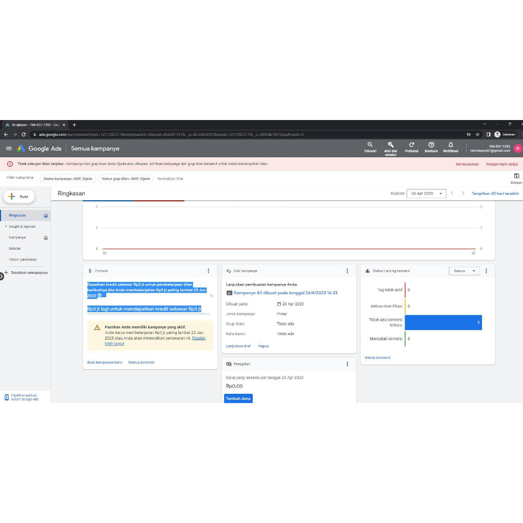 Jual Akun ADwords Kupon saldo 3jt