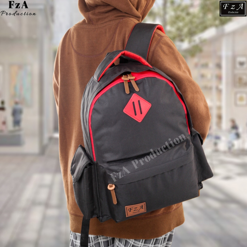 FzA Official -Tas Ransel anak laki laki - Tas Ransel Anak Sekolah - Tas Ransel Sekolah anak laki-laki anak perempuan Backpack Sekolah Anak [ High Quality ] - Black Kids FREEE TOPI