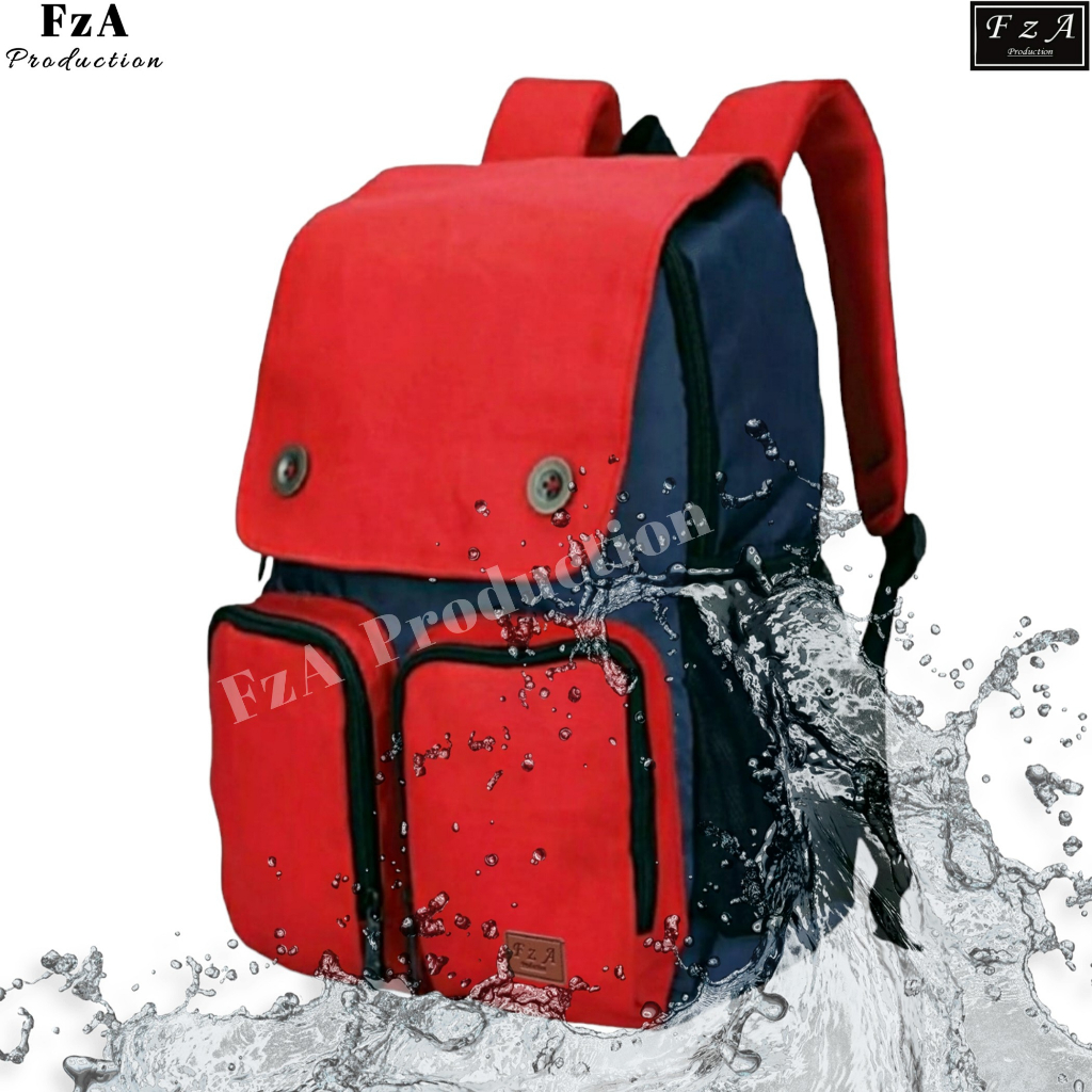 FzA Official -Tas Ransel anak laki laki - Tas Ransel Anak Sekolah - Tas Ransel Sekolah anak laki-laki anak perempuan Backpack Sekolah Anak [ High Quality ] - Red Kids FREEE TOPI