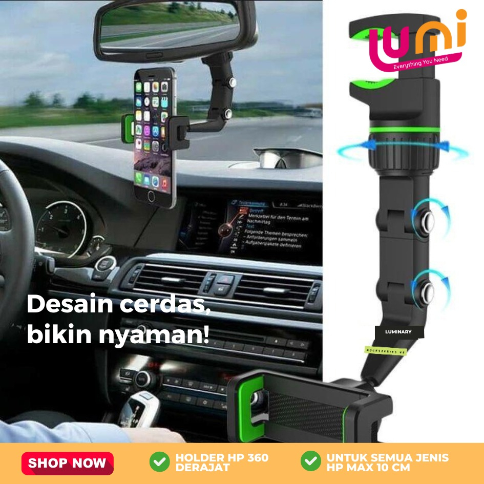 Car Phone Holder HP Jepit Spion Tengah Mobil Universal Handphone Stand Mobil Meja GPS 360 Phone 619 adjustable