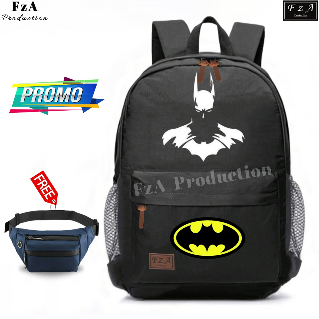 FzA Official -Tas Ransel anak laki laki - Tas Ransel Anak Sekolah - Tas Ransel Sekolah anak laki-laki anak perempuan Backpack Sekolah Anak [ High Quality ] - Black Curacter Kids FREE Tas Slempang