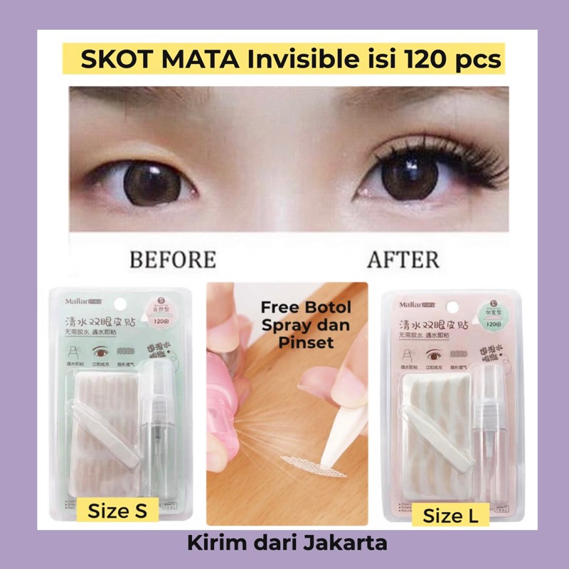 Skot Kelopak Mata Jaring Transparan Eyelid Invisible Scot Invisible Lace Clear Water Double Eyelid Sticker Malian Scott Tape