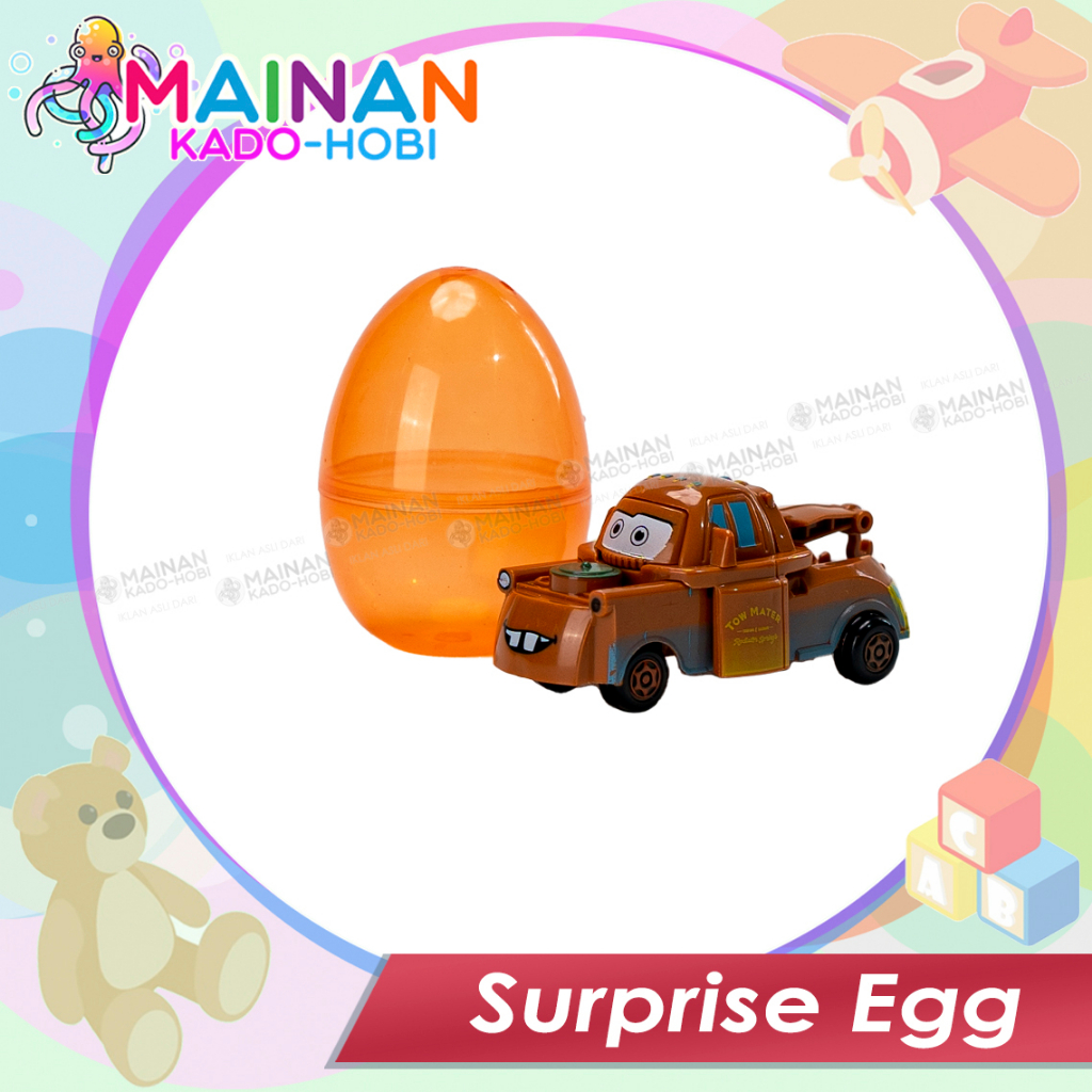 MAINAN EDUKASI ANAK SURPRISE EGG TELUR KEJUTAN MOTIF KARAKTER CARS MOBIL