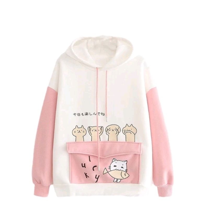 Fish And Cat Sweater Hoodie Comby