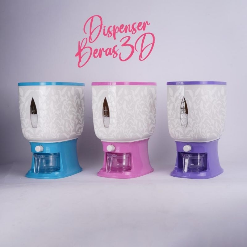 tempat penyimpanan beras kekinian 10 kg dispenser beras motif 3d