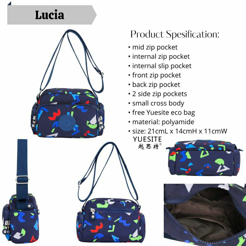 TAS SELEMPANG WANITA YUESITE LUCIA SLINGBAG IMPORT MOTIF