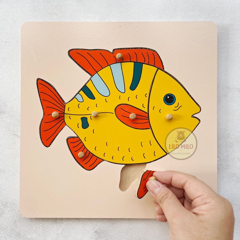 LILOMILO Puzzle Zoology Montessori Ikan+ Control Map/Kuda/Katak/Kura/Burung/Binatang Montessori