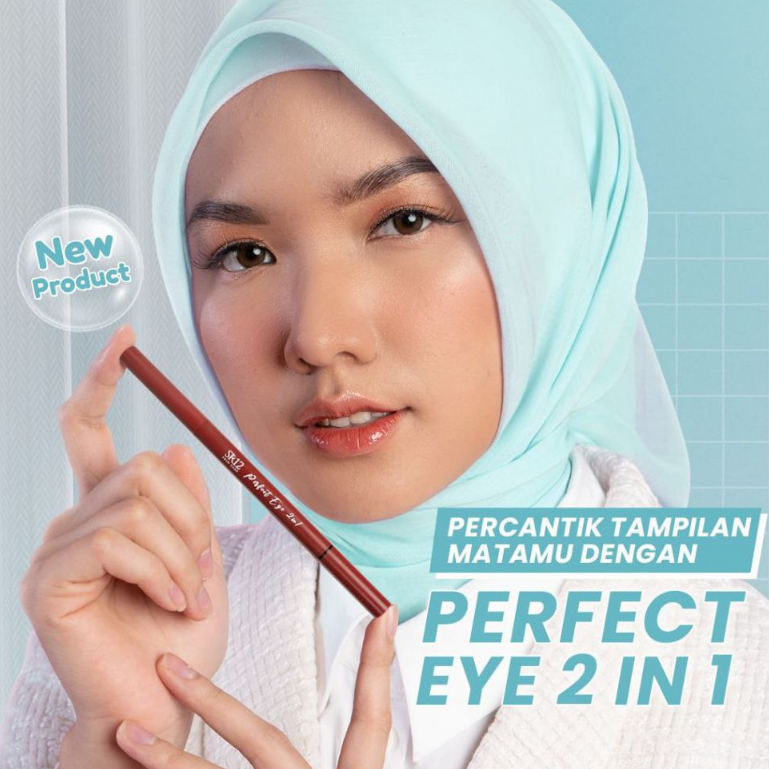 SR12 Perfect Eye 2 in 1 Eyebrow Eye Brow Eyeliner Eye Liner Dark Brown Pensil Alis Penggaris Mata BPOM