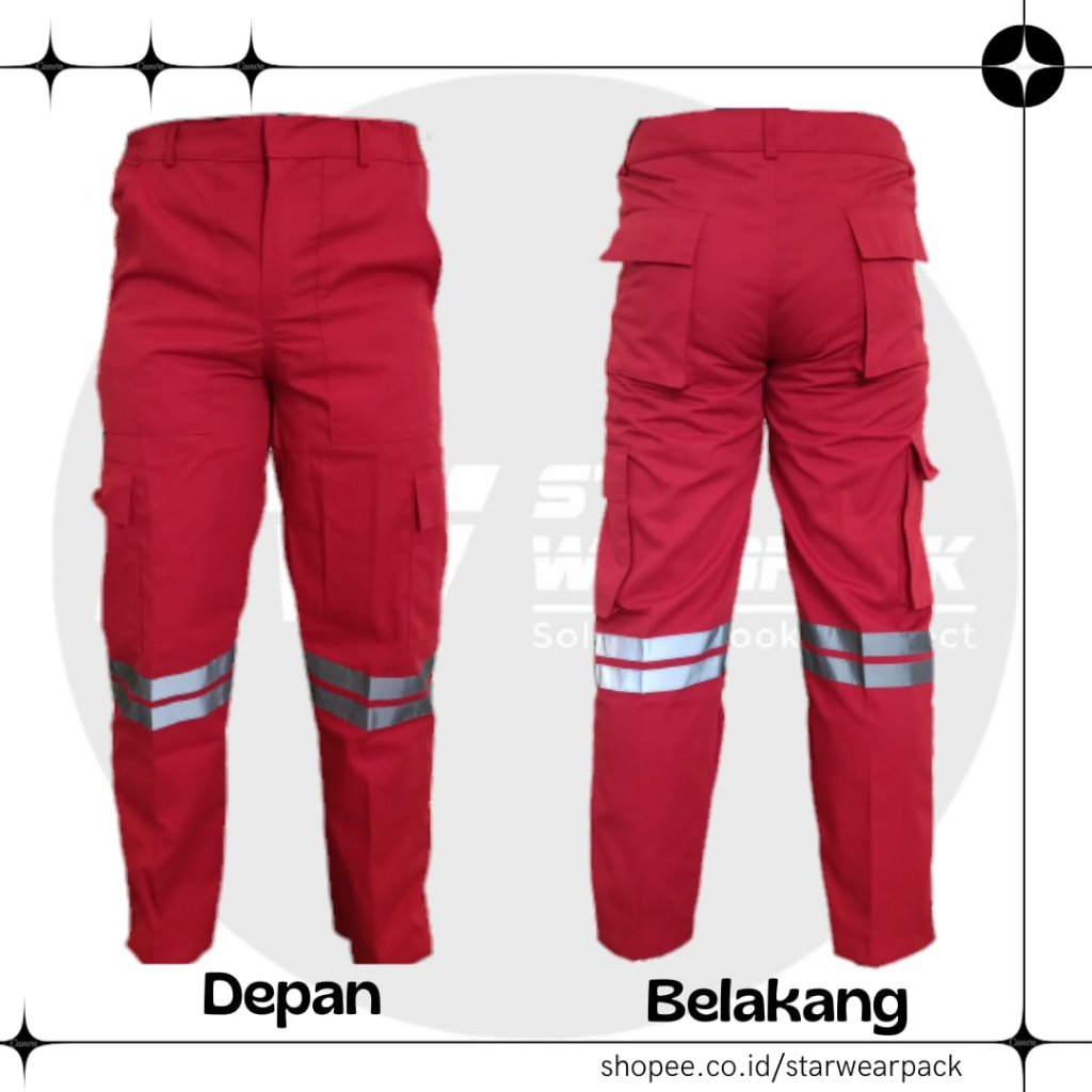 Celana Proyek Model Cargo Panjang Warna Merah