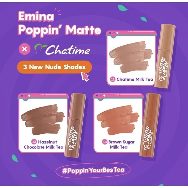 EMINA POPPIN MATTE × CHATIME | LIP MATTE TRANSFERPROOF |