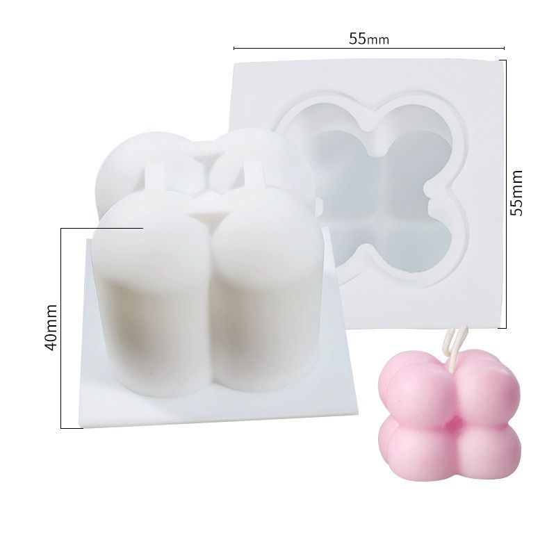 (clashop)Cetakan Lilin Cube Bubble Cetakan Lilin Aromaterapi Kubus Lilin Sabun Mould / 3D Silicone Candle Mold