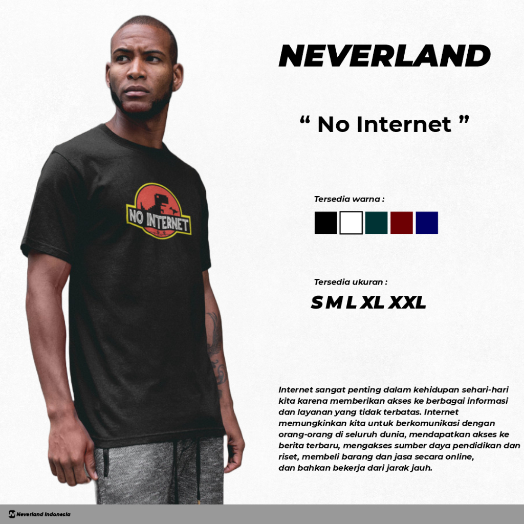 Kaos Distro Tema No Internet By Neverland Indonesia