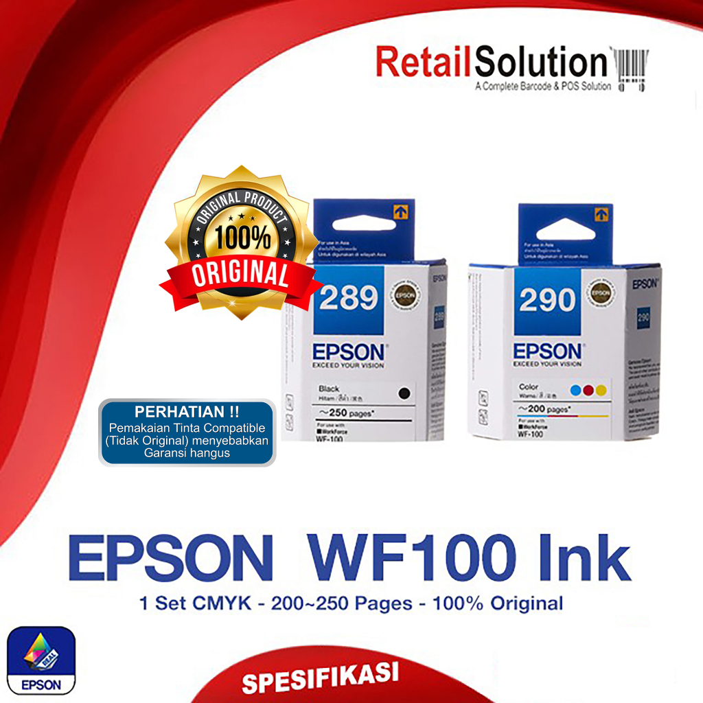 Original Cartridge Tinta Epson WF100 WF-100 - T289 T290 289 290