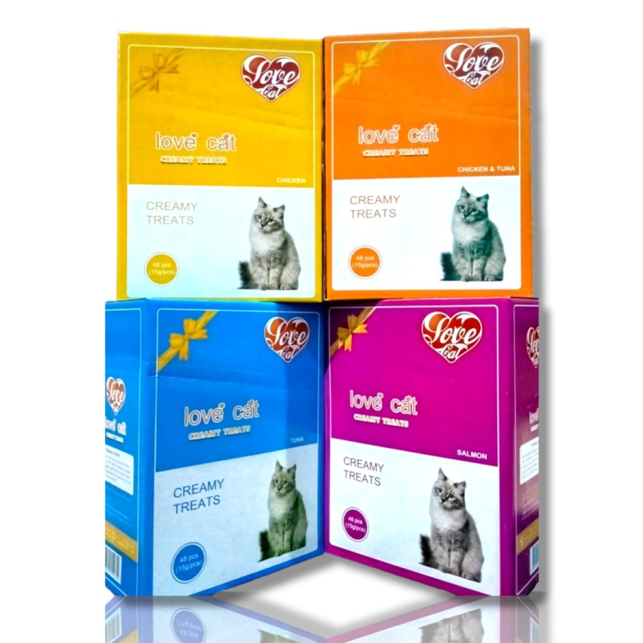 Love Cat Creamy Treats 15gr (per dus isi 24 pack) Cemilan Snack Kucing