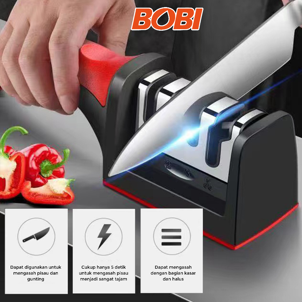 Stage Knife Sharpener atau Alat Pengasah Pisau 4 Fungsi /// 4 Stage Knife /// Alat Pengasah Pisau Praktis BOBI