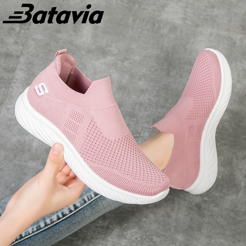 Batavia fashion impor sepatu rajut wanita Sepatu Wanita sandal Sepatu olahraga wanita slip on rajut terbang terbaru sepatu hitam sepatu Sepatu sekolah Sepatu Wanita kekinian N5