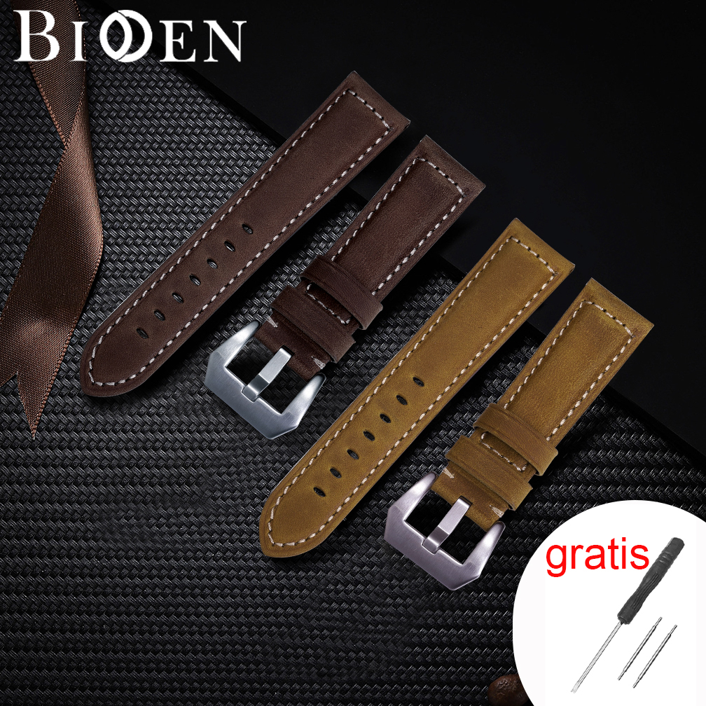 BIDEN Tali Jam Tangan Pria Mode Santai 20mm/22mm/24mm Tali Kulit