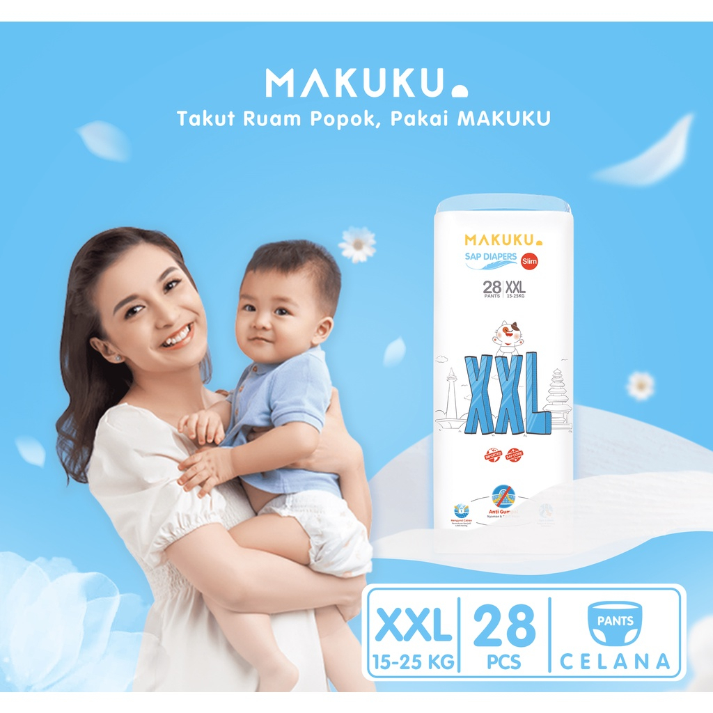 Slim Diapers Pant Makuku XXL28 Popok celana