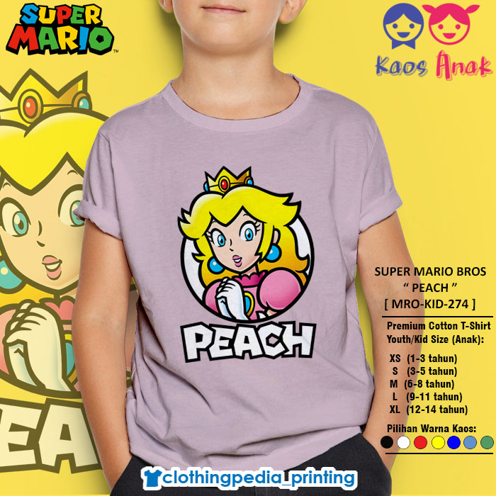 Kaos Anak Princess Peach Super Mario Bros Character Peach Kid T-Shirt