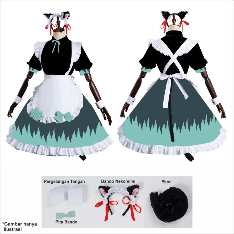 Kimetsu no Yaiba MAID Pelayan Dress Kostum Cosplay Costume