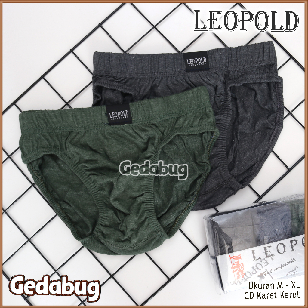 3 Pcs - CD Pria Leopold Mika | Celana dalam Pria dewasa Segitiga karet kerut | Gedabug