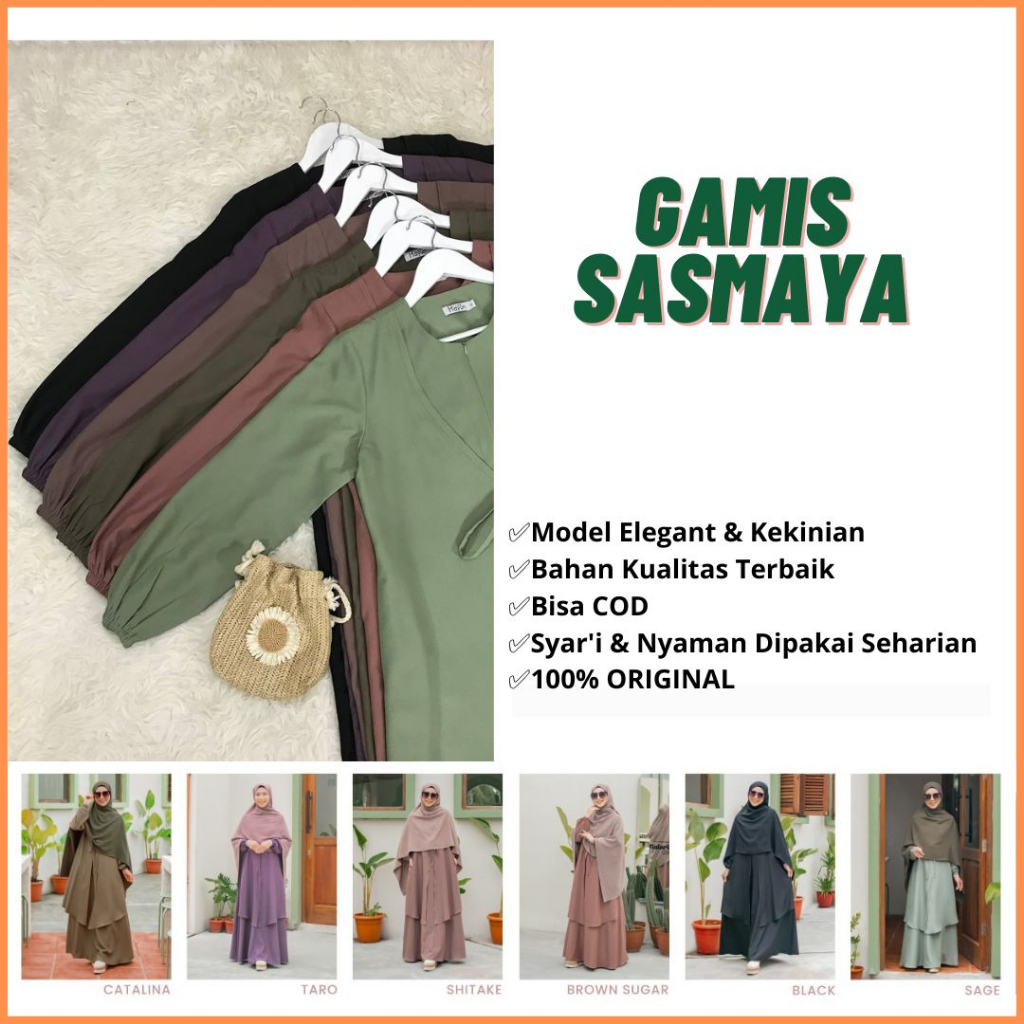 Hijab Hayuri - Gamis Sasmaya Hayuri - Baju Dress Gamis Wanita Muslim Polos Premium Cantik Kekinian T