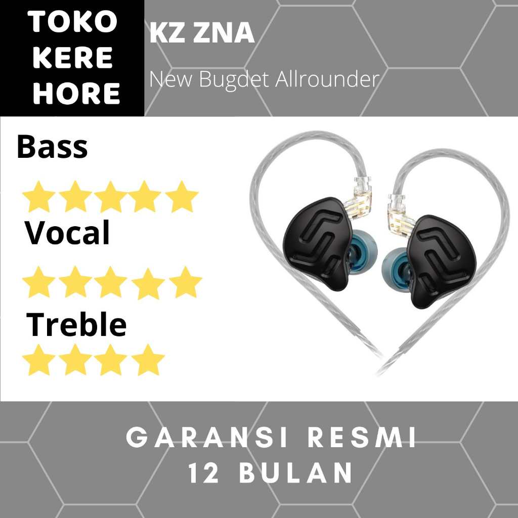 Earphone KZ ZNA Hybrid Dual Driver Metal with MIC GARANSI RESMI