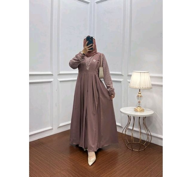 Ilona dress linen mix brokat ootd style modis baju kondangan masa kini