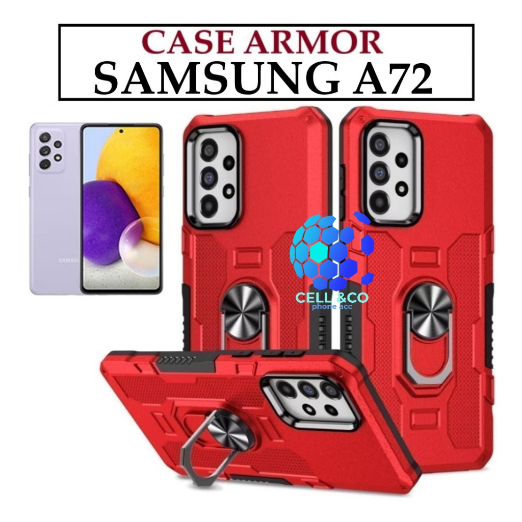 Case Armor SAMSUNG GALAXY A72 Iring Cincin Magnetic Kesing Hp Protect kamera Premium Hard Case Standing Robot Pelindung Kamera