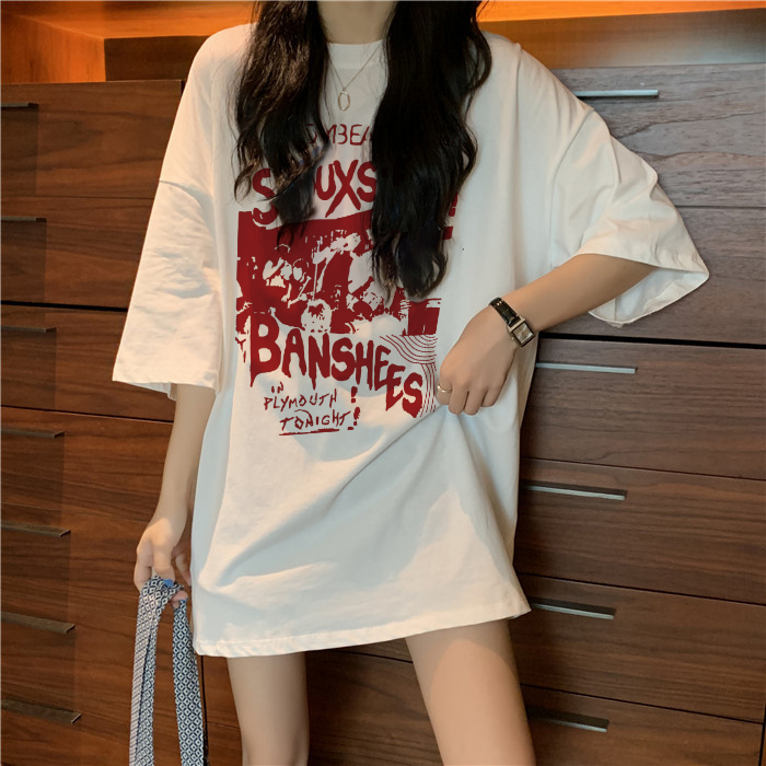 XiaoZhaiNv Kaos Atasan Oversize Wanita Candy Beat Pattern Lengan Pendek A0926/Baju Wanita Korea