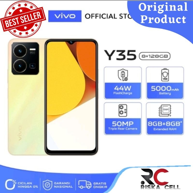 [NEW LAUNCH] vivo Y35 (8/128) - RAM 8GB+8GB Extended, 44W FlashCharge+5000mAh, Splash Waterproof, 50