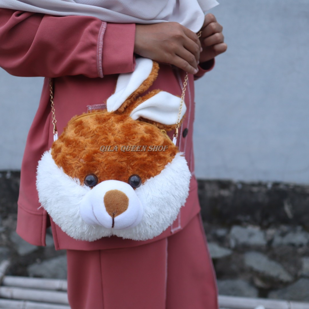 TAS SELEMPANG KELINCI KARAKTER BONEKA