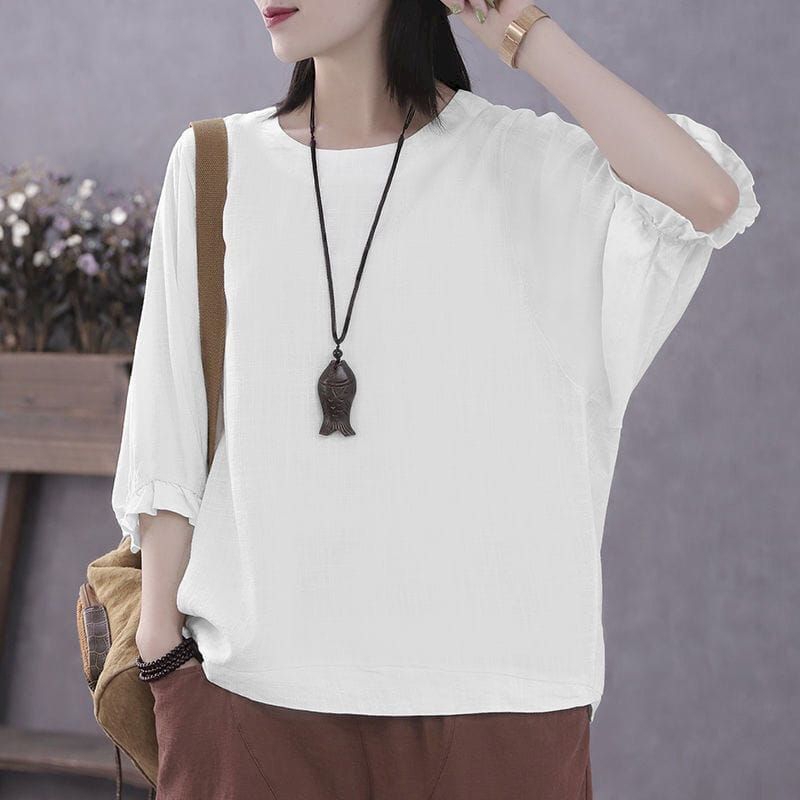 Blouse Linen Batwing Jumbo LD 130cm kemeja polos big size oversize wanita