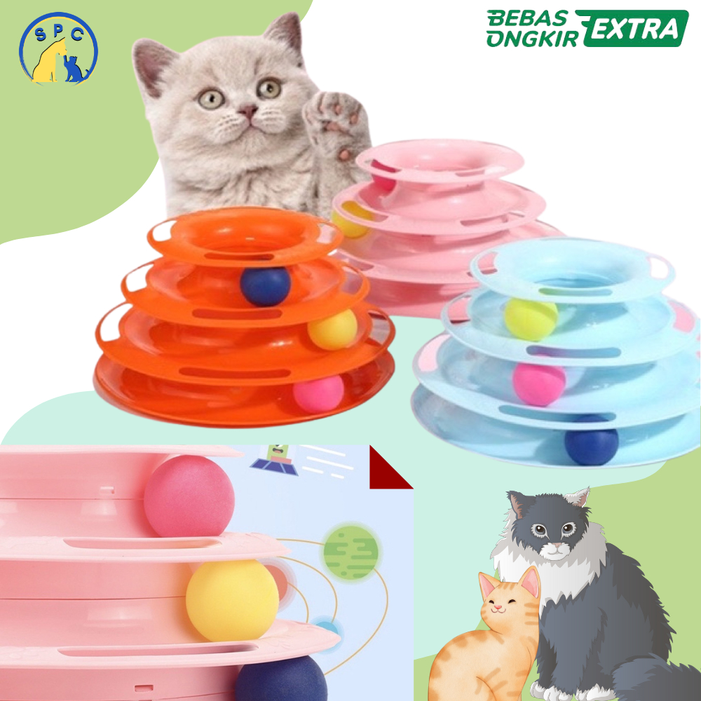 Mainan Kucing Bola Mainan Interaktif Kucing Play Toy 3 Tower Bola Track 3 Tingkat