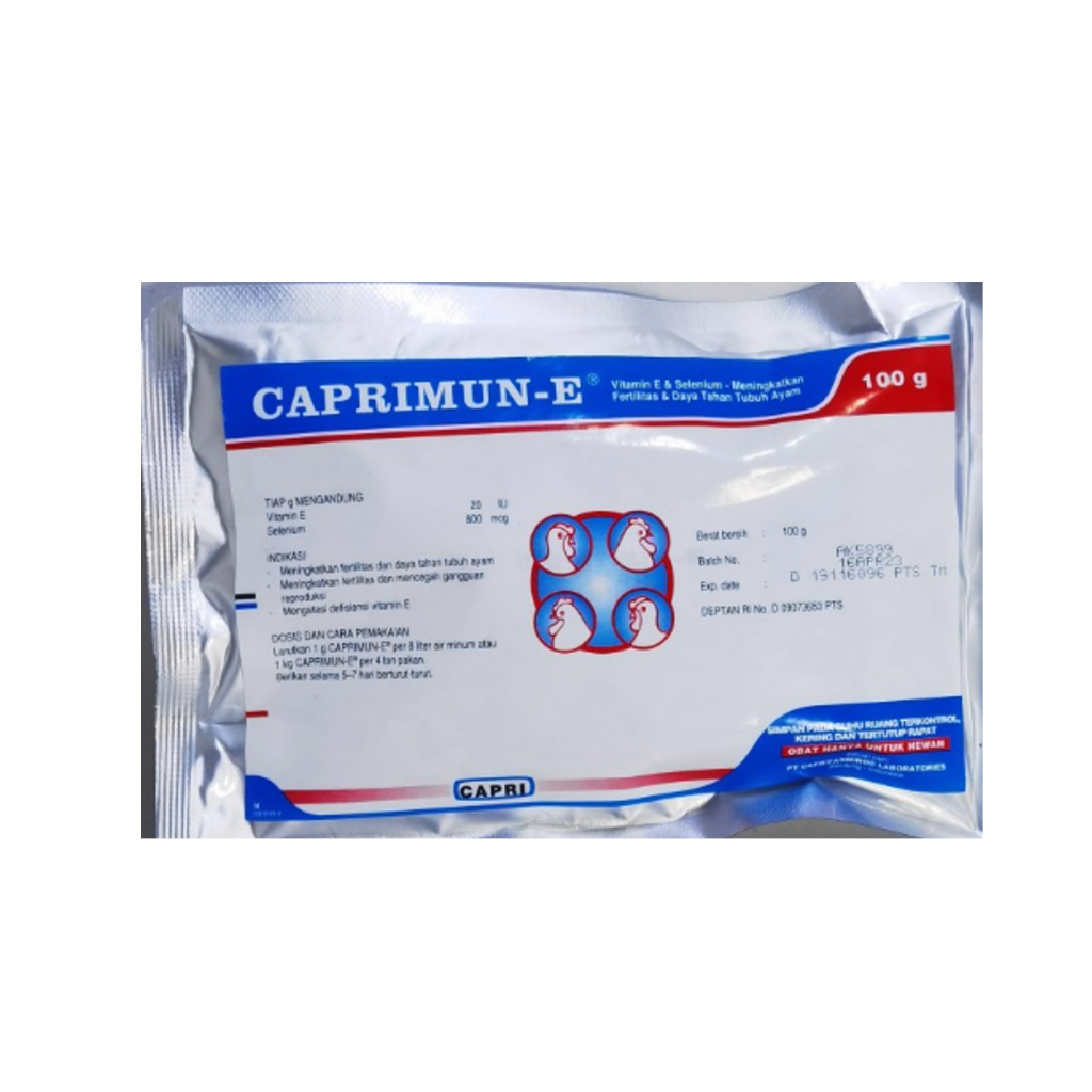 CAPRIMUN-E 100 GRAM Vitamin E & Selenium Meningkatkan Produksi Telur ayam