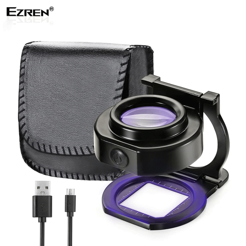 Ezren EZ-0351 Kaca Pembesar Lup 25x With 6 Light USB Lipat Portabel