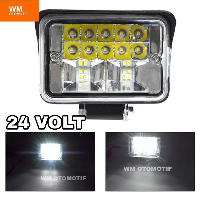 Lampu Tembak 24 Volt LED CWL 18 Mata Sorot CREE Truk Bus Canter Tronton Traktor 4 Inch 3 Kabel Jauh Dekat High Low Hi Lo Putih Offroad Truck Bis Fuso Tractor Hino Ragasa Bar Cree LightBar Work Light Utama Depan Motor Mobil Alat Berat Putih Waterproof