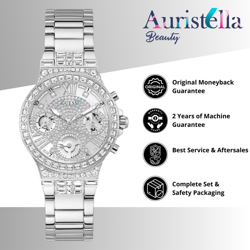 (ORIGINAL - BERGARANSI) JAM TANGAN GUESS MOONLIGHT GW0320L1 ORIGINAL - JAM TANGAN WANITA - SILVER - 
