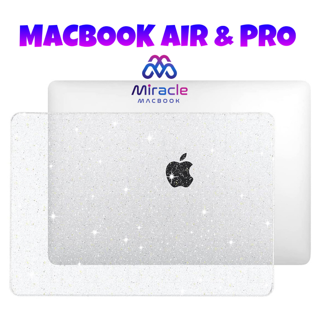 Macbook case Glitter Bintang Transparan Colour White &amp; Black Pro M1 13 Air 13 A2289 A2251 A2338 casing macbook A2337 A2179 Dengan pelindung layar