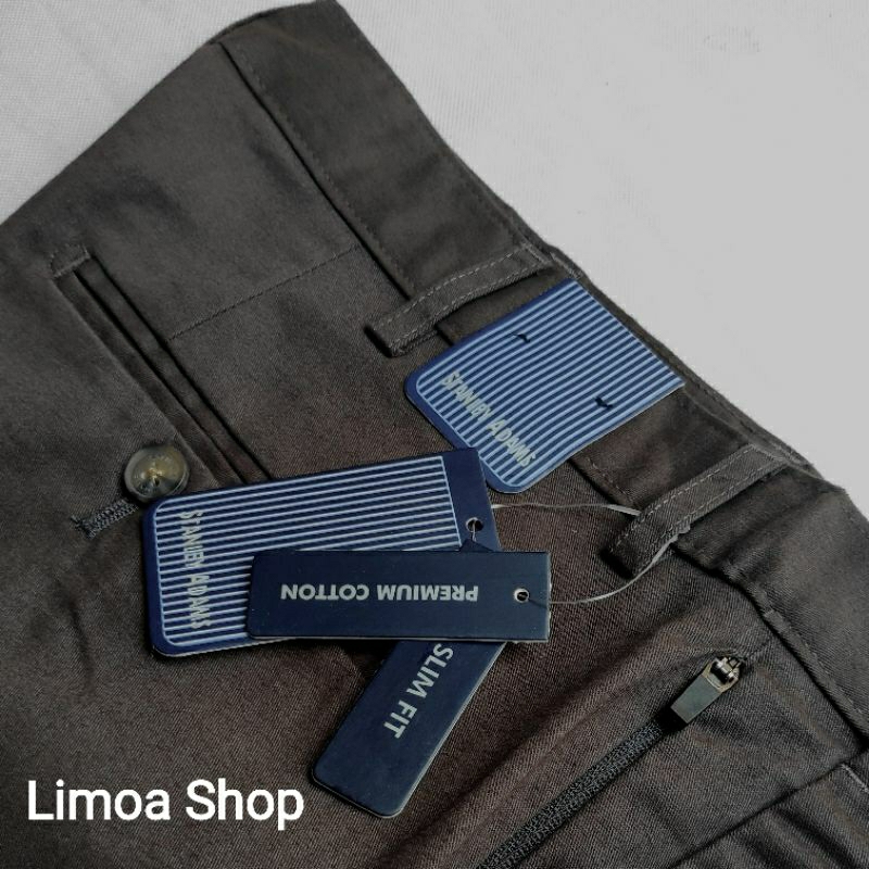 Celana Chino STANLEY ADAMS Slimfit Abu Gelap Bahan Stretch / Melar  SA 28