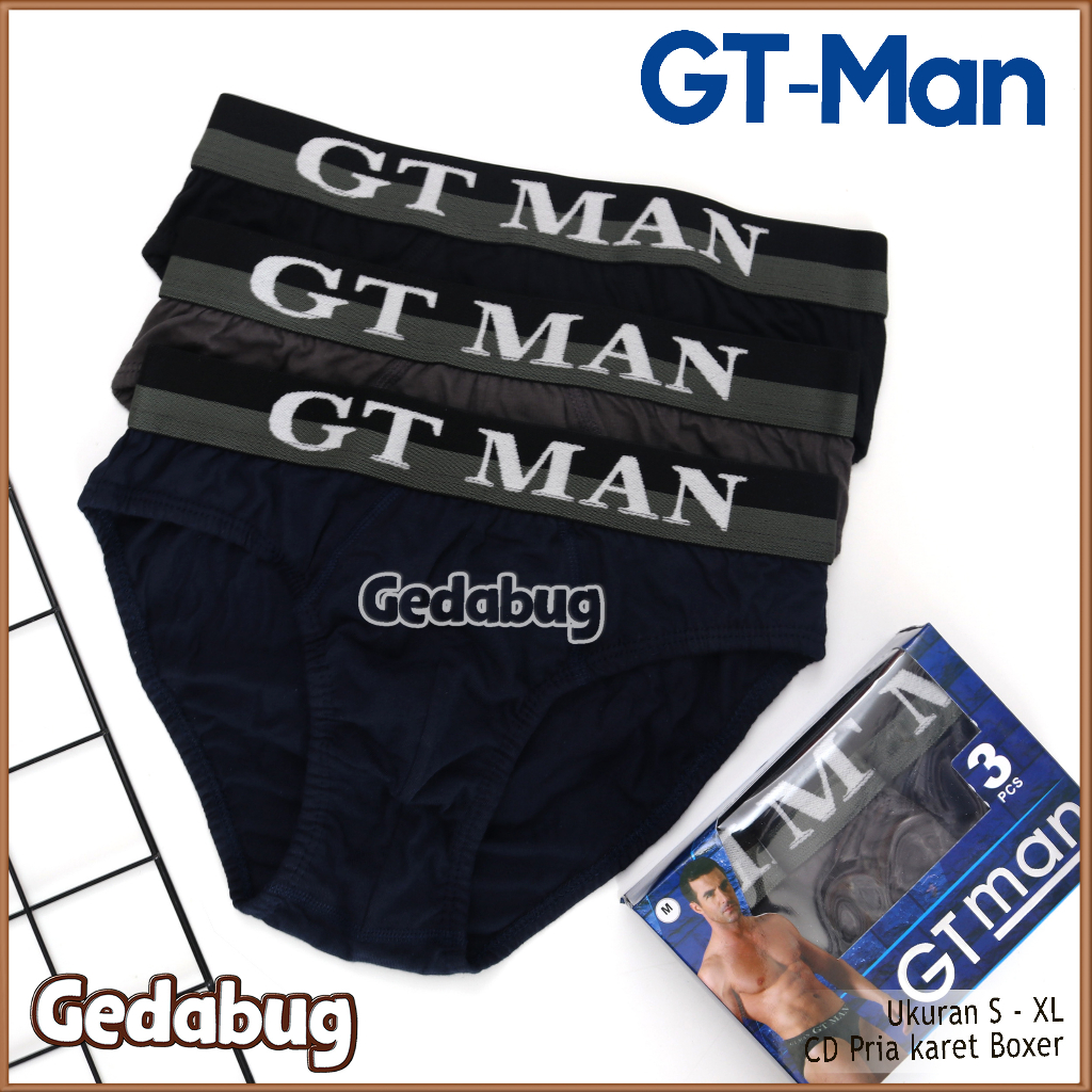 3 Pcs - CD GT Man GTK-09 | Celana dalam pria karet tebal