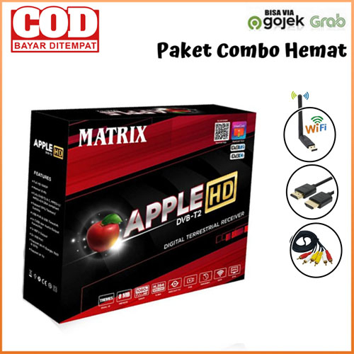 STB Matrix Apple Merah Set Top Box TV Digital DVB T2 Matrix Apple HD